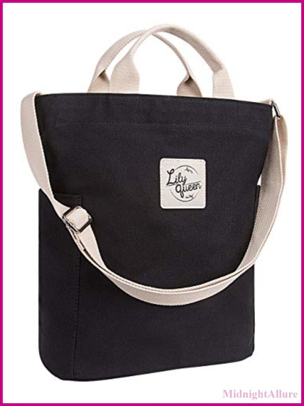 Canvas Tote Bag Zip Top Crossbody Shoulder Work Travel Purse